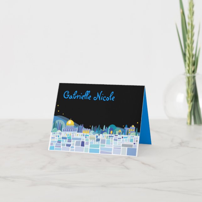 Wailing Wall Israel Bar Bat Mitzvah thank You Card (Front)