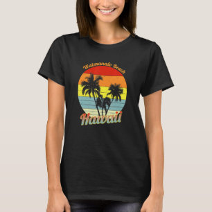 Waimanalo Beach Hawaii Retro Tropical Palm Trees V T-Shirt