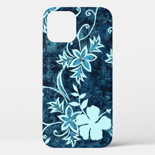 Waimanalo Hawaiian Hibiscus Batik Teal iPhone 12 Pro Case