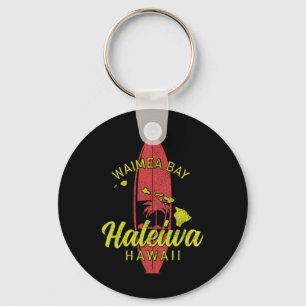Waimea Y Haleiwa Hawaii Surf Board Surfing Surfer Keychain