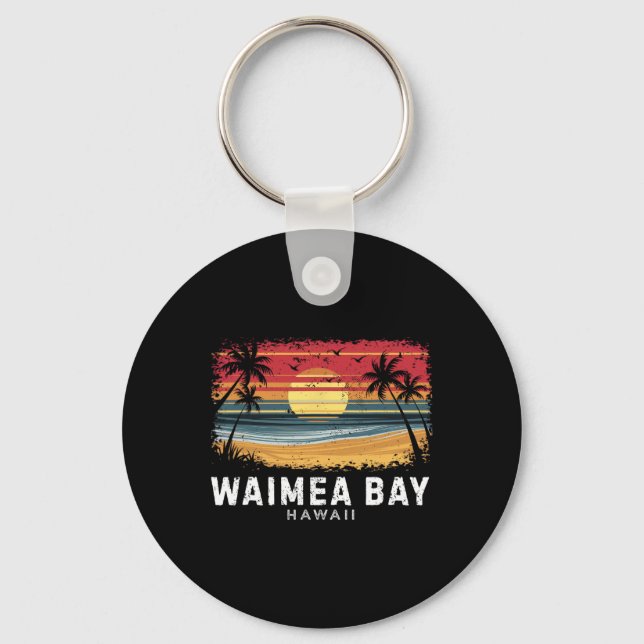 Waimea Y Hawaii Surfboard Beach  Keychain (Front)