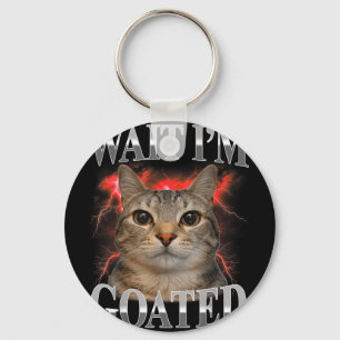 Wait goated cat silly funny cat meme men women keychain