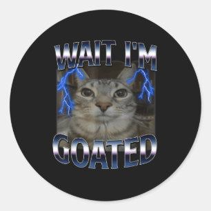 Wait I'm Goated Cat Funny Cat Meme Men Women Kids  Classic Round Sticker