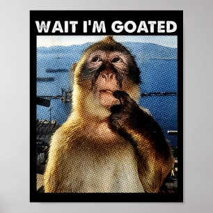 Wait I'm Goated Funny Thinking Monkey Meme Brainro Poster