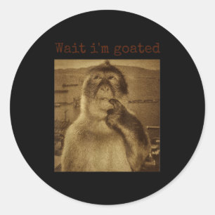 Wait Im Goated Funny Thinking Monkey Meme Vintage  Classic Round Sticker
