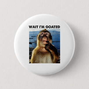 Wait I'm Goated Y2k Funny Thinking Monkey Meme Bra 2 Inch Round Button