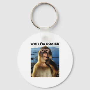 Wait I'm Goated Y2k Funny Thinking Monkey Meme Bra Keychain