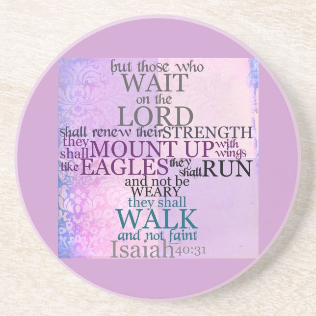 Wait on the Lord Scripture Isaiah 40:31 Coaster (Front)