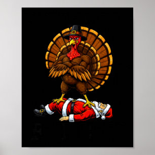Wait Your Turn Fat Boy Turkey And Santa Sign 