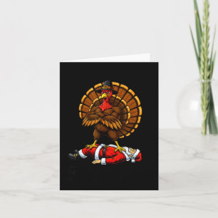 Wait Your Turn Fat Boy Turkey And Santa Sign Card