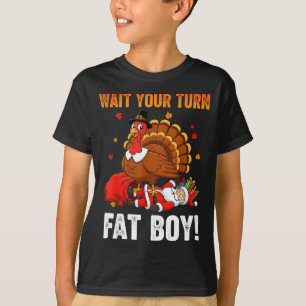 Wait Your Turn Funny Thanksgiving Turkey Santa Hol T-Shirt