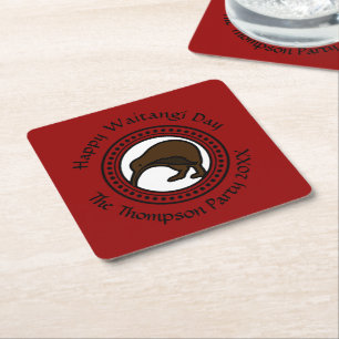Waitangi Day Can Edit Text New Zealand Square Paper Coaster