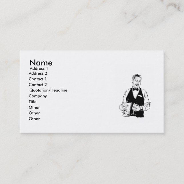 Waiter Business Card (Front)