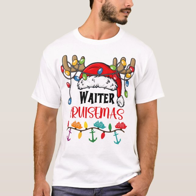 Waiter Cruisemas Matching Christmas Pajamas T-Shirt (Front)