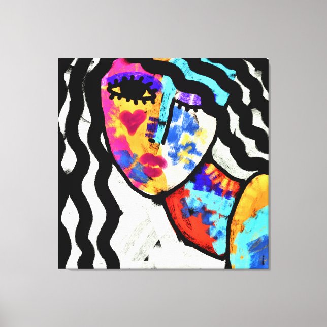 Waiting Abstract Digital Portrait of a Woman Canvas Print (Front)