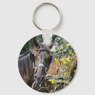 Waiting amish horse keychain