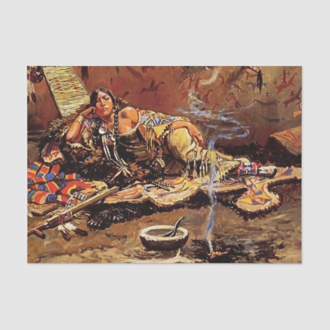 “Waiting and Mad” by Charles M Russell Tissue Paper (Front)