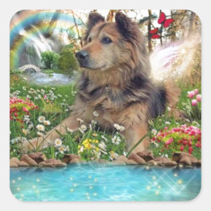 Waiting At Rainbow Bridge Square Sticker