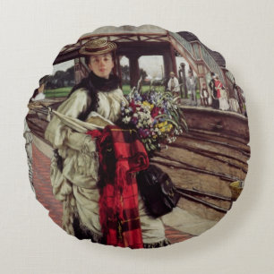 Waiting at the Station Round Pillow