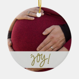 Waiting for Baby with Name and Due Date Christmas Ceramic Ornament