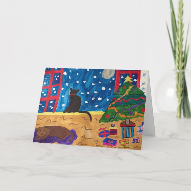 Waiting For Christmas Greeting Card (Front)