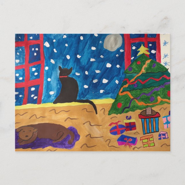 Waiting For Christmas Postcard (Front)