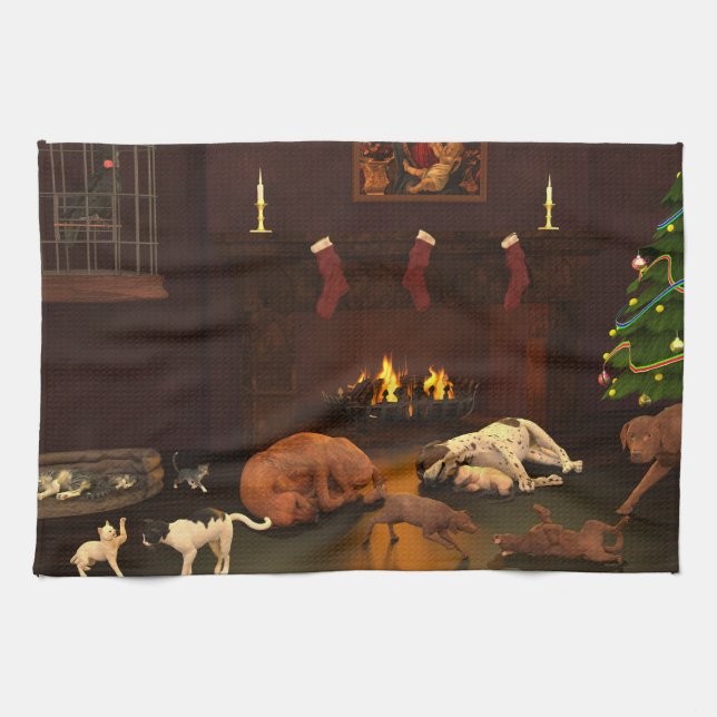 Waiting For Father Christmas Kitchen Towel (Horizontal)