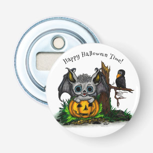 Waiting for Halloween , Cute Bat and Raven Bottle Opener