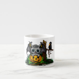 Waiting for Halloween , Cute Bat and Raven Espresso Cup