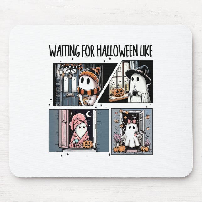 Waiting For Halloween Like Cute Ghost Coffee Horro Mouse Pad (Front)