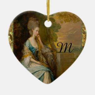 Waiting for Him Monogram Ceramic Ornament