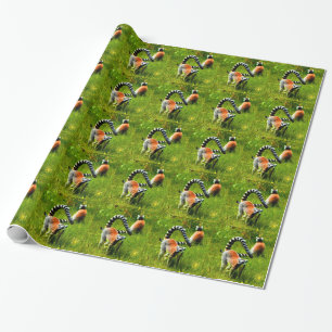 Waiting for my love ring tailed lemur prosimians wrapping paper