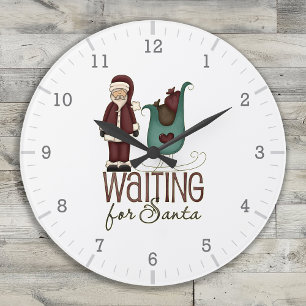 Waiting for Santa - Sleigh And Santa Large Clock