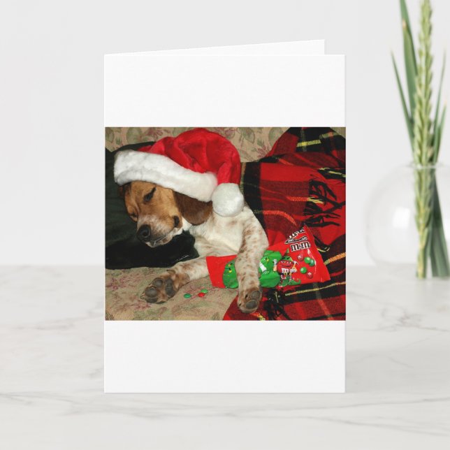Waiting for Santa- Snoopy Beagle Dog Christmas Holiday Card (Front)