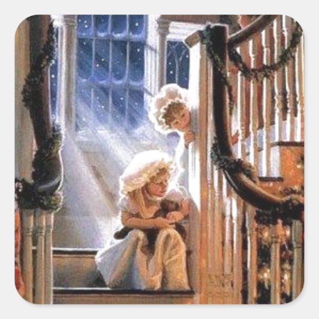 Waiting For Santa Square Sticker (Front)