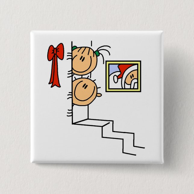 Waiting for Santa T-shirts and Gifts 2 Inch Square Button (Front)