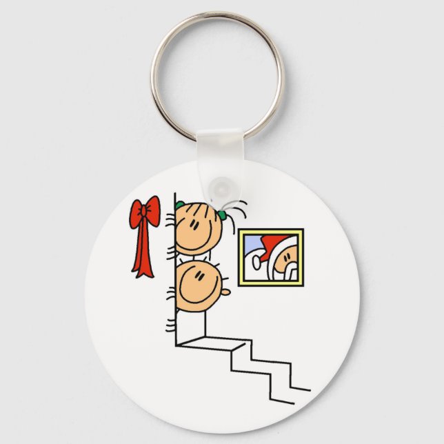 Waiting for Santa T-shirts and Gifts Keychain (Front)