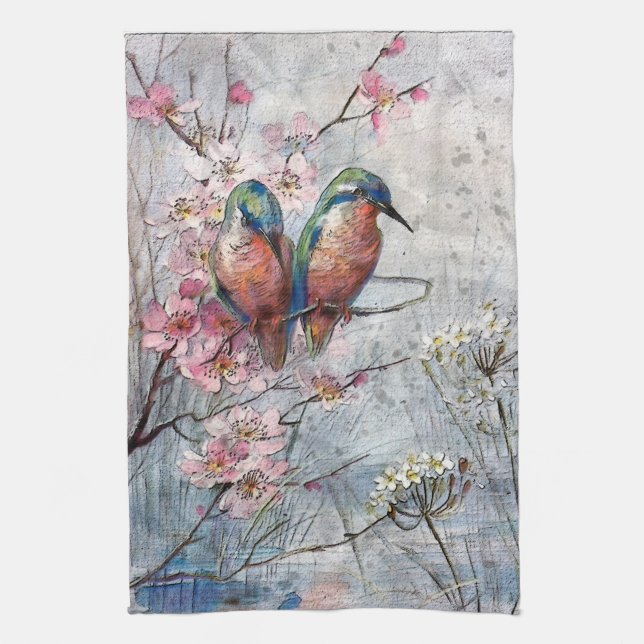 Waiting For Supper Kingfisher Bird     Kitchen Towel (Vertical)