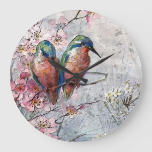 Waiting For Supper Kingfisher Bird  Large Clock