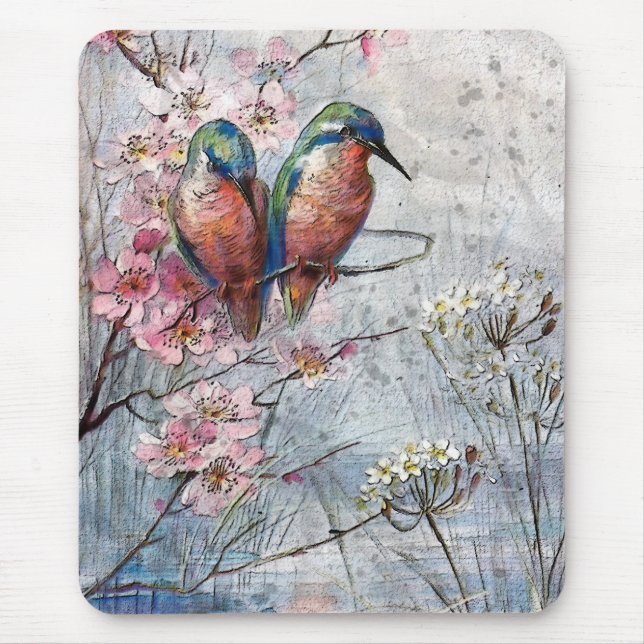 Waiting For Supper Kingfisher Bird  Mouse Pad (Front)