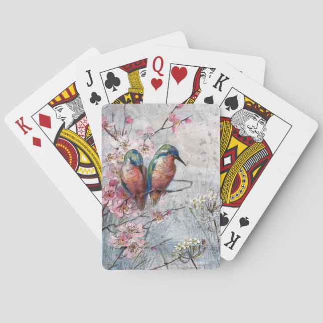 Waiting For Supper Kingfisher Bird Playing Cards (Back)