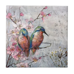 Waiting For Supper Kingfisher Bird  Tile