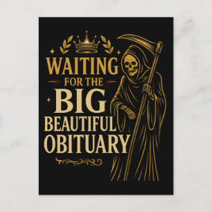 Waiting for the Big Beautiful Obituary, Halloween Holiday Postcard