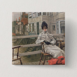 Waiting for the Ferry, c.1878 2 Inch Square Button