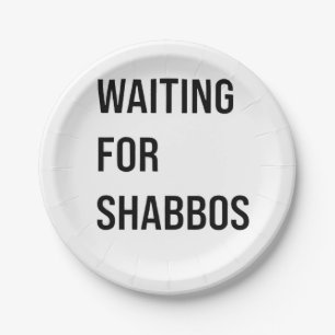 Waiting for the Shabbos Hanukkah Jewish Funny Paper Plate