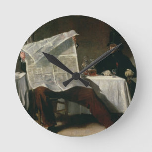 Waiting for the Times, 1831 (oil on canvas) Round Clock
