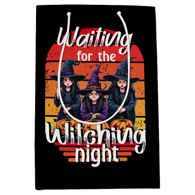 Waiting for the Witching Night, Spooky Witch Party Medium Gift Bag (Front)