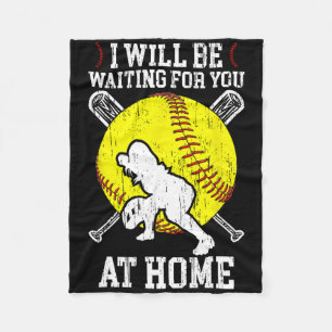 Waiting For You Girls Softll Catcher Softll Player Fleece Blanket