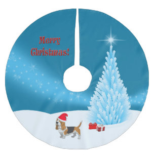 Waiting on Santa Basset Hound Christmas Tree Skirt