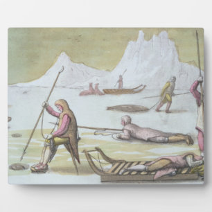 Waiting on the Ice, detail from Seal Hunting (colo Plaque